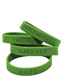 Lot Of 24 Green Cancer Awareness Support Silicone Bracelets With Sayings