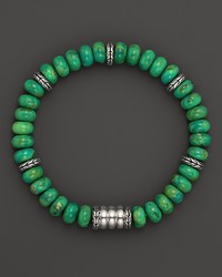 John Hardy Sterling Silver Bedeg Beaded Bracelet With Mohave Green Turquoise