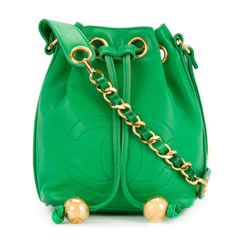 Chanel Aged Calfskin Small Drawstring Bucket Bag A57818 Light Green 2018