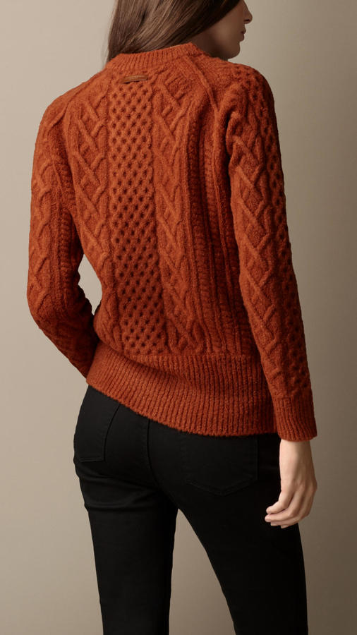 Burberry Wool Blend Cable Knit Sweater, $495 | Burberry | Lookastic