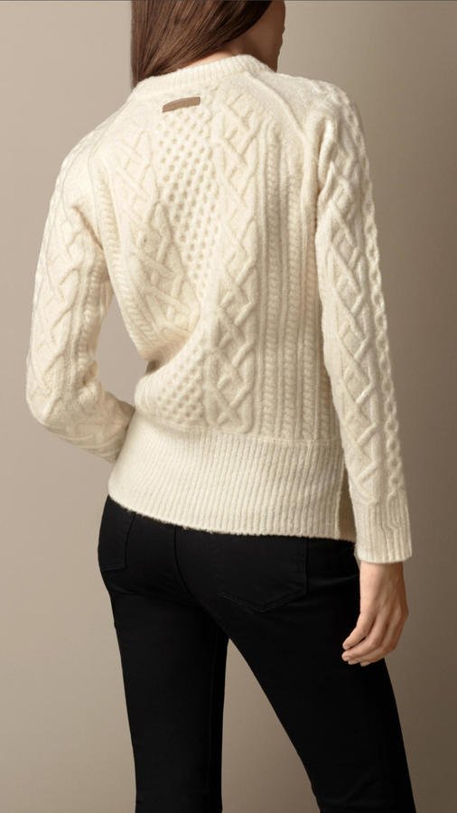 Burberry Wool Blend Cable Knit Sweater, $495 | Burberry | Lookastic