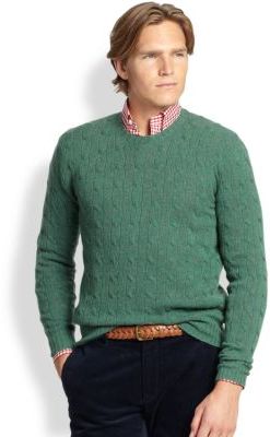 Polo Ralph Lauren Cable Knit Cashmere Sweater, $398 | Saks Fifth Avenue |  Lookastic