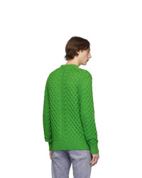 Rag and Bone Green Aran Crewneck Sweater