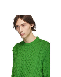 Rag and Bone Green Aran Crewneck Sweater