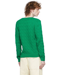 Sporty & Rich Green Cable Knit Crewneck Sweater