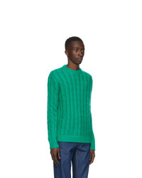 MSGM Green Mohair Crewneck Sweater