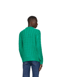 MSGM Green Mohair Crewneck Sweater