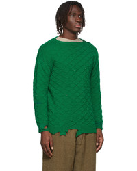 Maison Margiela Green Wool Distressed Sweater
