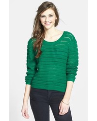 Timing Open Knit Sweater Green Large