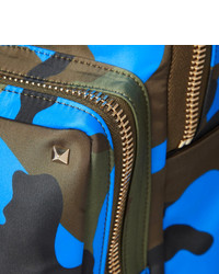 Valentino Camouflage Print Leather And Canvas Backpack