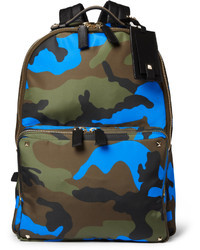 Valentino Camouflage Print Leather And Canvas Backpack