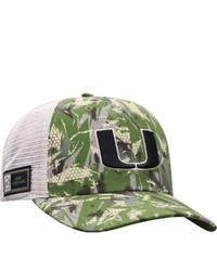 Top of the World Camowhite Miami Hurricanes Oht Military Appreciation Shattered Trucker Snapback Hat