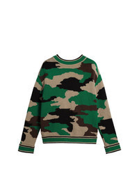 Green Camouflage Crew-neck Sweater