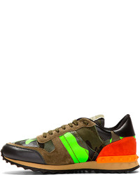 Valentino Green Camouflage Studded Sneakers