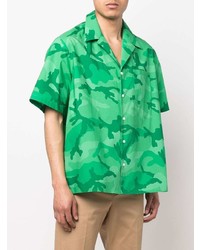 Valentino Camouflage Print Short Sleeve Shirt