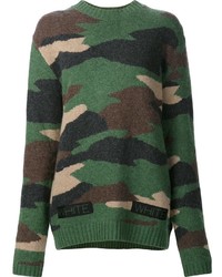 Green Camouflage Wool Sweater