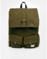Selected Adrian Canvas Backpack Green