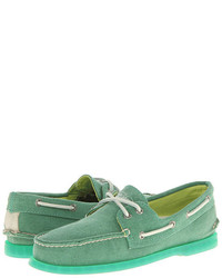 Green Canvas Boat Shoes