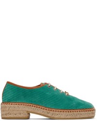 Green Canvas Derby Shoes