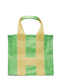 Comme Des Garcons SHIRT Green And Yellow Poly Large Tote