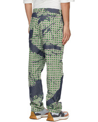 Homme Plissé Issey Miyake Green Burnt Out Printed Denim Jeans