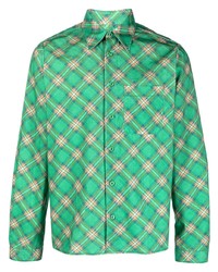 Green Check Corduroy Long Sleeve Shirt