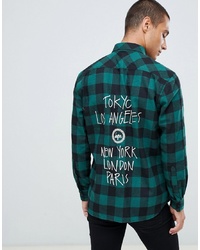 Hype Shirt In Green Check With Back Print