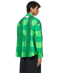 Sunnei Green Taffeta Check Overshirt