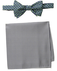 Tommy Hilfiger Turtle Gingham Bowtie And Pocket Square Set