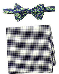 Tommy Hilfiger Turtle Gingham Bowtie And Pocket Square Set