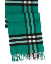 Burberry Giant Check Cashmere Scarf Emerald