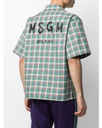 MSGM Logo Print Checked Shirt
