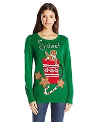 Allison Brittney Gingerbread And Hot Chocolate Jacquard Ugly Christmas Sweater