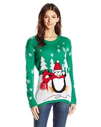 Allison Brittney Skating Penguin With Snowflakes Ugly Christmas Sweater