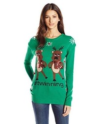Allison Brittney Twinning Reindeers With 3d Snowflakes Ugly Chritmas Sweater