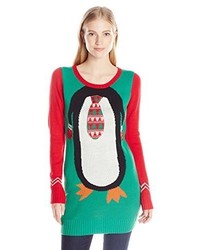 Blizzard Bay Juniors Penguin With Tie Tunic Christmas Sweater