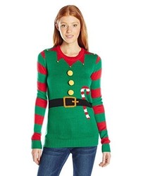Derek Heart Juniors Elf With Candy Belt Pullover Christmas Sweater