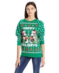 Disney Juniors Licensed Mickey And Minnie Cotton Polyester All Over Printed Ugly Christmas Sweater