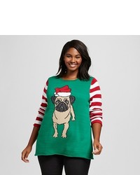 Ugly Christmas Sweater Plus Size Pug Tunic Sweater