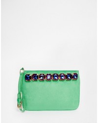 Asos Collection Co Ord Hearing Jewel Clutch Bag With Wrist Strap