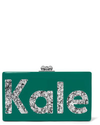 Edie Parker Jean Kale Glittered Acrylic Box Clutch Emerald