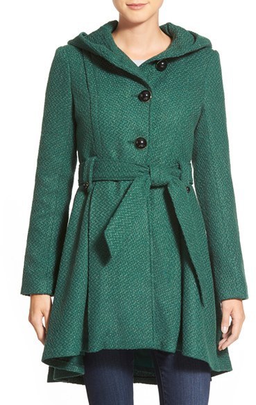 hooded skirted coat