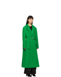 Off-White Green Curly Two Layer Belt Coat