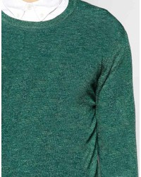 Asos Brand Merino Wool Crew Neck Sweater In Green