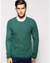 Asos Brand Merino Wool Crew Neck Sweater In Green