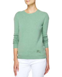 Burberry Brit Cashmere Cotton Crewneck Sweater Opal Green
