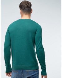 Abercrombie & Fitch Crew Neck Sweater Fine Gauge Icon Logo In Green