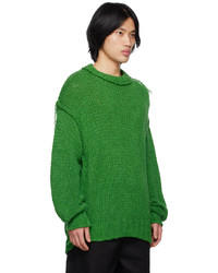 Sacai Green Distressed Sweater