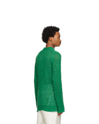 Jil Sander Green Linen Sweater