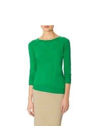 The Limited Mixed Media Raglan Sweater Green L